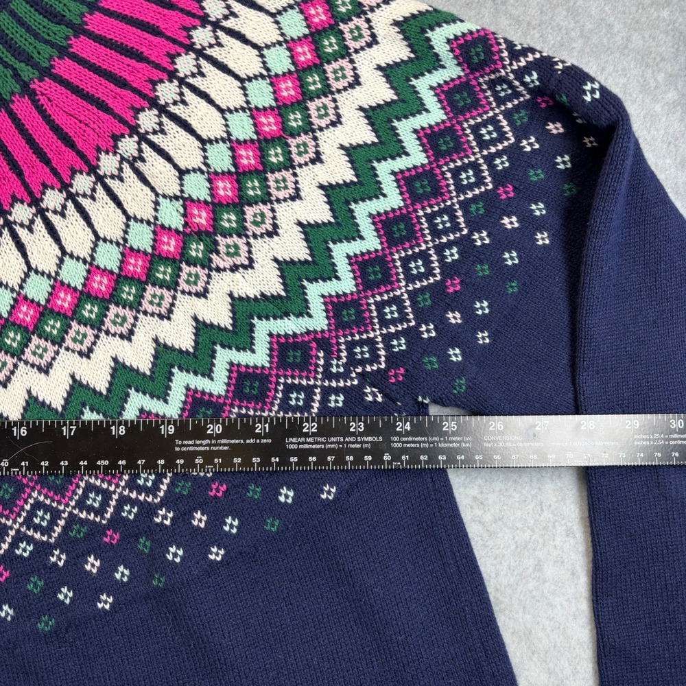 Crown & Ivy Fair Isle Mock Neck Sweater Navy Pink Green White Women's XL - Picture 5 of 8